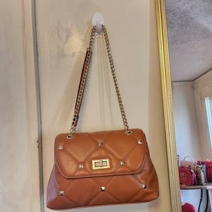 Leather quilted brown purse